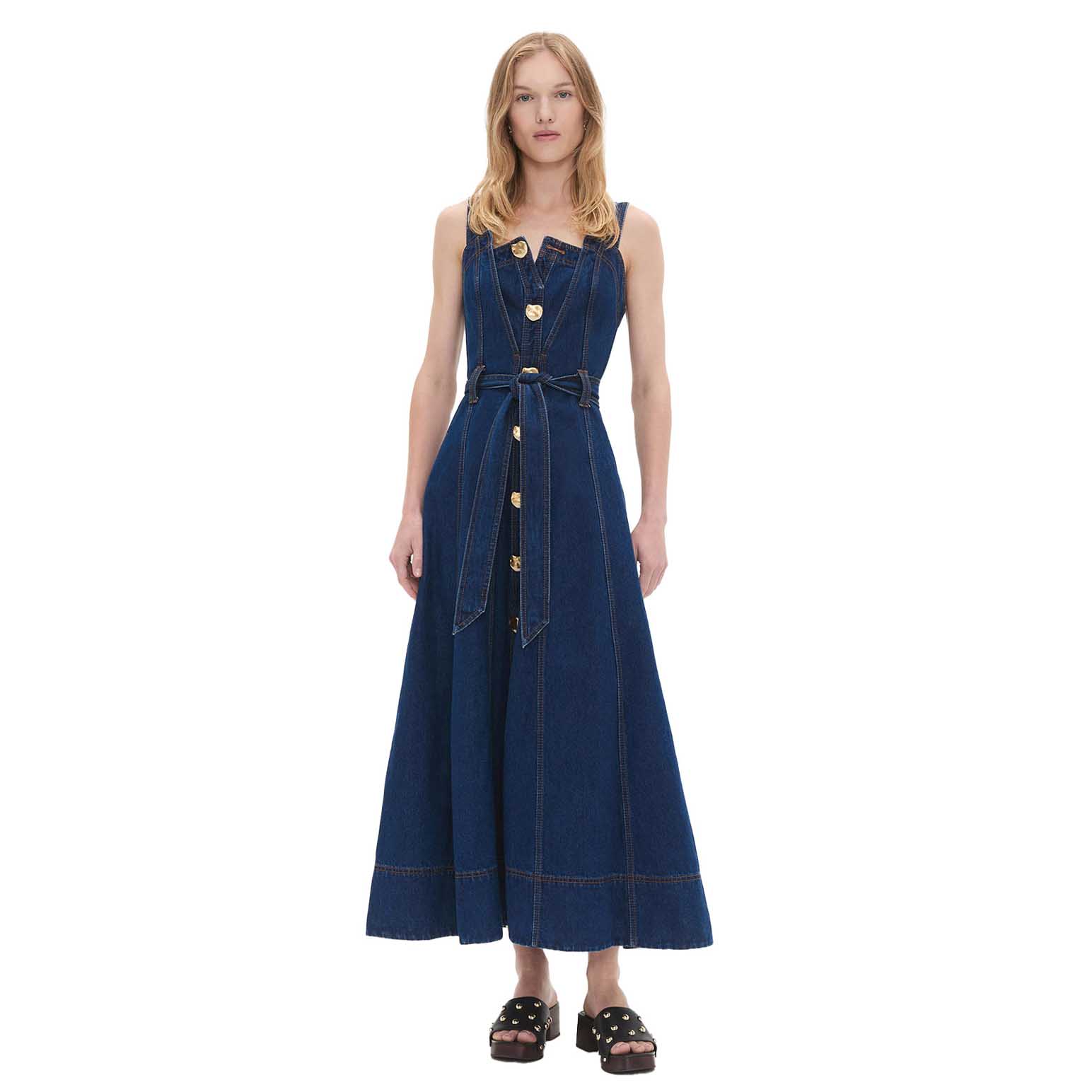 Aje Gianna Denim Midi Dress